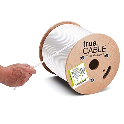 trueCABLE Cat5e Outdoor, 500ft, Waterproof Direct Burial Rated CMX, White, 24AWG Solid Bare Copper, 350MHz, PoE++ (4PPoE), ETL Listed, Unshielded UTP, Bulk Ethernet Cable