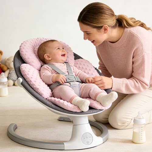 Image of KAKIBLIN Infant Car Seat Insert, Carseat Head Insert & Body Support for Newborn, 2-in-1 Reversible Newborn Car Seat Cushion, Soft Stroller Insert for Car Seats, Bouncer, Strollers, Swing (Pink)