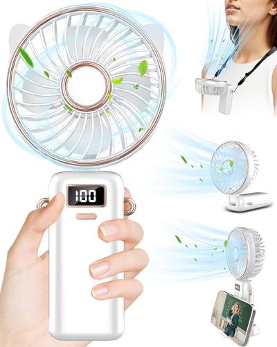 Handheld Fan Folding Fan,Portable Fan for Travel 4500mAh Rechargeable Fan,5 Speeds Cute Handheld...