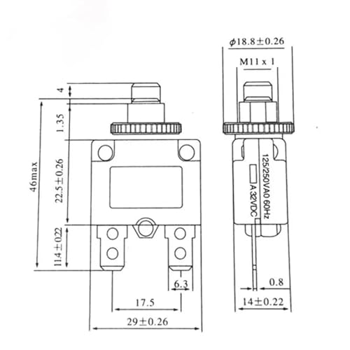 Disyuntor protector de sobrecarga 6A con tapa de seguridad para paneles 7