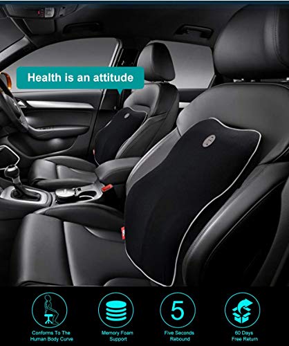 Gugusure Lumbar Support Pillow,Memory Foam Back Cushion with Breathable Mesh for Low Back Pain Relief,Orthopedic Backrest for Car Seat,Office Chair，Wheelchairs and Recliner - Thumbnail 4
