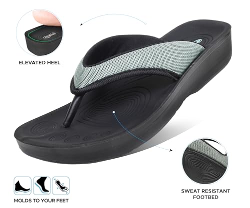 Image of AEROTHOTIC Comfy Arch Support flip flops for women Split Toe Stylish Cushioned Strap with non-slip footbed Walking Dressy Sandals Indoor and Outdoor