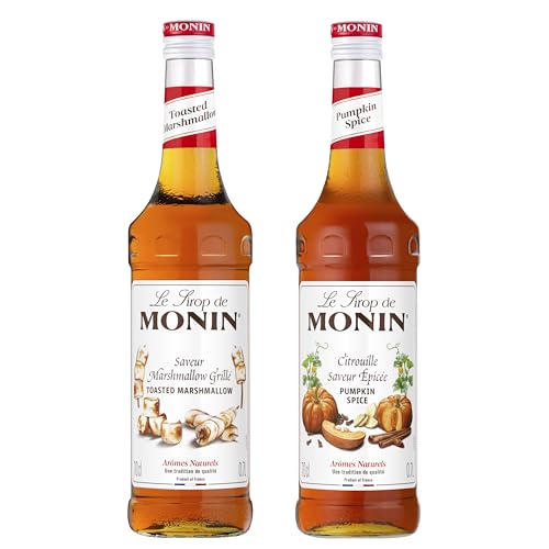 Sirops MONIN guimauve grillée et citrouille épicée pour cafés gourmands coffret de 2 bouteilles 70cl