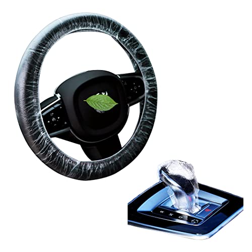 Universal Disposable Steering Wheel Cover With 100 Disposable Steering Wheel Covers And 100 Disposable Gearbox Covers With Elastic Decorative Strips Used For Auto Parts Protection (200 Pcs) #TOP4