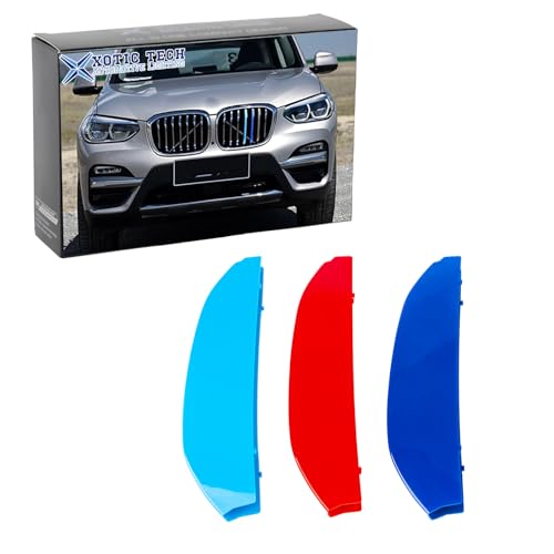 Image of x xotic tech Iconic 3-Color Tri Grille Insert Trims Strips, Front Center Kidney Grilles Compatible with BMW X3 G01 2018-2021 or X4 G02 2019-2021 Standard Grill 7-Beam Bars, Not for 2020 X4 M40i
