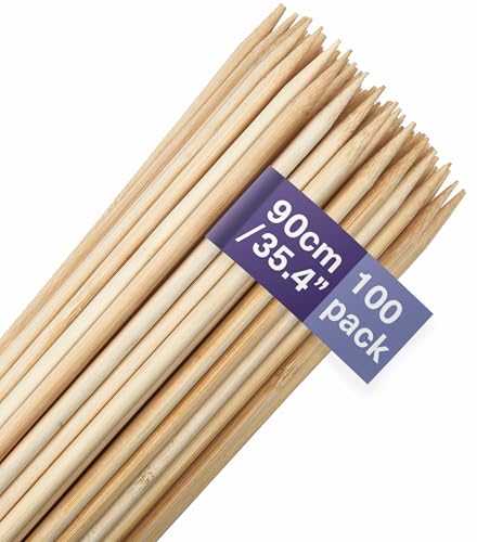 MATANA 100 Pic Brochettes en Bois XXL, 90cm (0,6cm/6mm d'épaisseur) - Baguettes Extra Grandes & Longues - Chamalo, Feux de Camp, Feux de Joie & Fêtes - Solide & Pratique