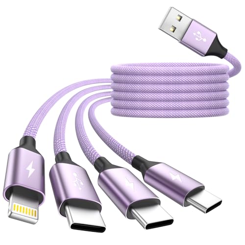 Image of 3 Type-C+ 1IP Ports 4 in 1 Multi Charging Cable for Multiple Devices, 5FT