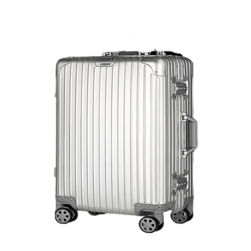 Suitcase All-aluminum Magnesium Alloy Trolley Case, Swivel Wheel Silent Suitcase, Strong And Durable Password Suitcase Luggage(Silver,29in)