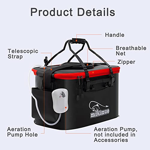 image for Foldable Fishing Bait Bucket, MAXBROTHERS Multifunctional Portable Fol