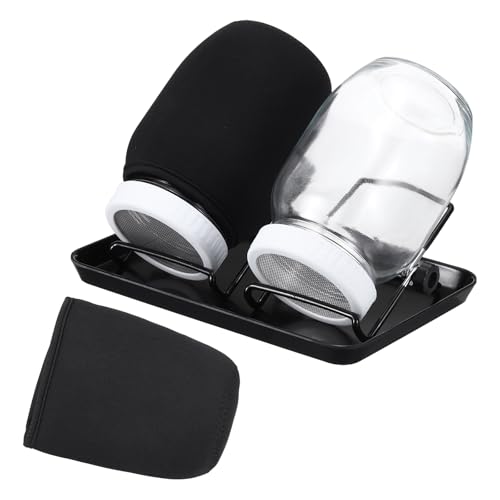 QUARKZMAN Barattolo Germogliatore Set di 2, Barattoli Germinazione con Coperchi Acciaio Inox + Vassoi Coltivazione per Germogli Broccoli Crescione Micro ortaggi con Guida e Supporto, Bianco