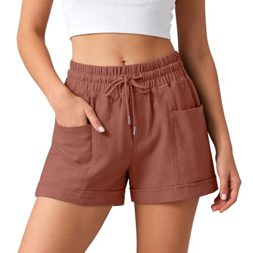 Short d'été décontracté en lin à coupe haute confortable taille 4