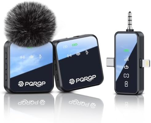 PQRQP 3 in 1 Wireless Mini Microphone for iPhone, Android, Camera...