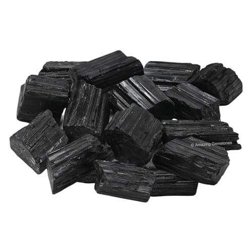 Image of Amazing Gemstone Genuine Black Tourmaline Crystals Stone Raw Protection for Healing, Natural Rocks for Tumbling - Turmalina Negra Original (2 Pieces)