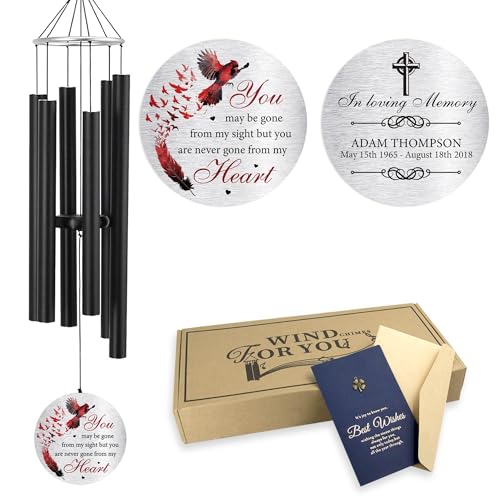 Image of ASTARIN Personalized 30 inch Bereavement Wind Chimes for Outside, Memorial Gift in Remembrance of a Loved One, Sympathy Gift for Loss of Mother Father Husband, Garden Patio Decor