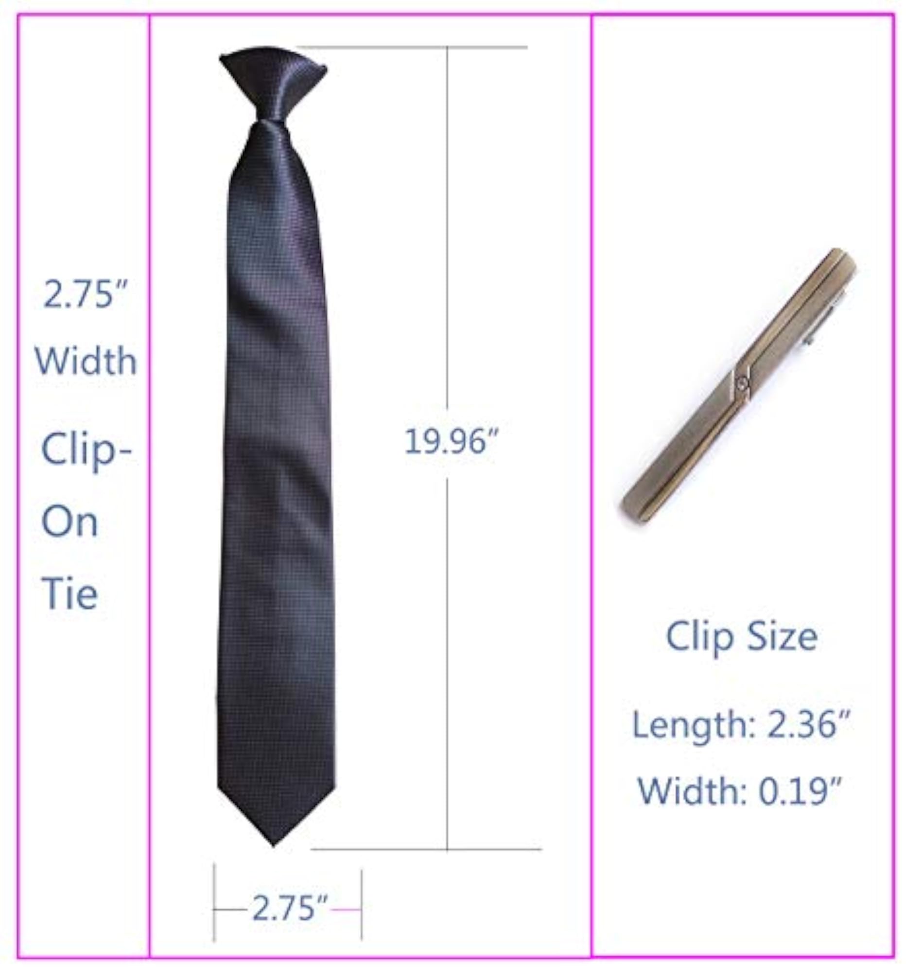 Men's Clip On Tie 2.75 Inches, Classic Accessory