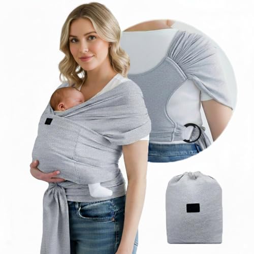Versatile Gray & Black Baby Carrier Wrap: Comfortable, Soft &