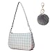 Retro kariert segeltuchtasche Achsel Karierte Tasche Damen Tasche Kleine Segeltuchtasche y2k Fashion Kleine Handtaschen für Frauen (Weiß)
