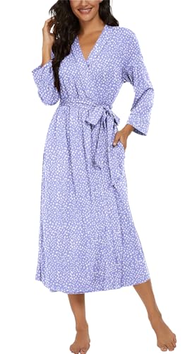 Image of VINTATRE Women Robes Long Knit Bathrobe Lightweight Soft Bath Robe with Pockets