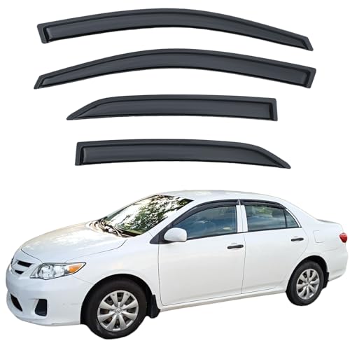 Image of Rain Guards Compatible with 2009-2013 Toyota Corolla, Acrylic Slim Style Window Visor Rain Guard, Side Window Deﬂector for Toyota Corolla Accessories 4 Pieces, 2010 2011 2012