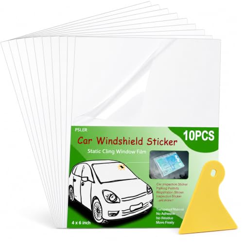 Image of PSLER Sticker Shield Windshield, Static Cling Window Film, 4x6 10 Pack
