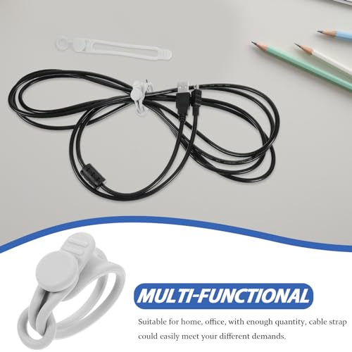 10 Piezas de Organizadores de Cables de Silicona para Cables de Datos y Auriculares, Juego Reutilizable en Color Gris miniatura 6