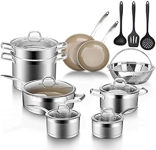Duxtop Professional Stainless Steel Induction Cookware Set, 17-Piece Kitchen Pots and Pans Set