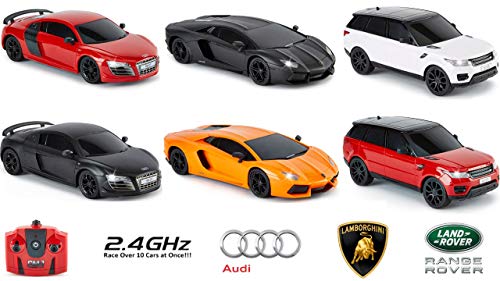 CMJ RC Cars Mando a Distancia Supercar Rango Luces LED, 2,4ghz Carrera 10 Juntos - Range Rover Sport Rojo, 1:24 Scale