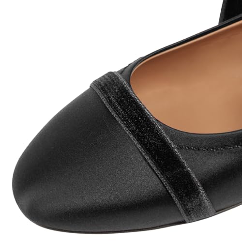 miss left Women Lovely Closed Round Toe Satin Ballet Flats Strappy Ankle Strap Comfy Party Dating Dressy Shoes Size 4-16 US3