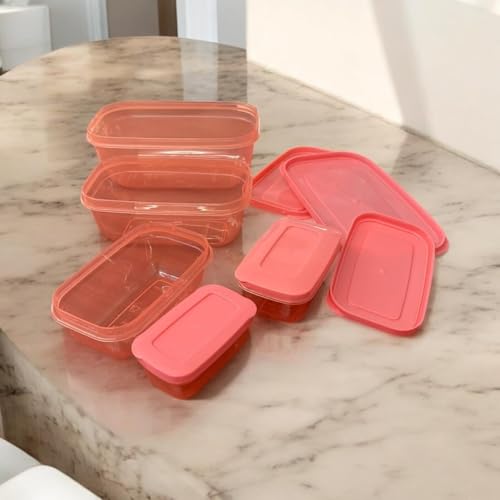 Image of CSM 5+5 Rectangular Plastic Food Storage Container with Air Tight Lid Kitchen Container Meat Box Fridge and Freezer Storage Boxes Bowl - 100ml, 150ml, 290ml, 580ml, 1000ml, 10 Pcs, Clear