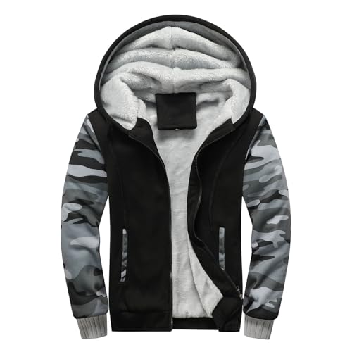 Sweat à capuche chaud et épais gris en taille 3XL avec fermeture éclair solide
