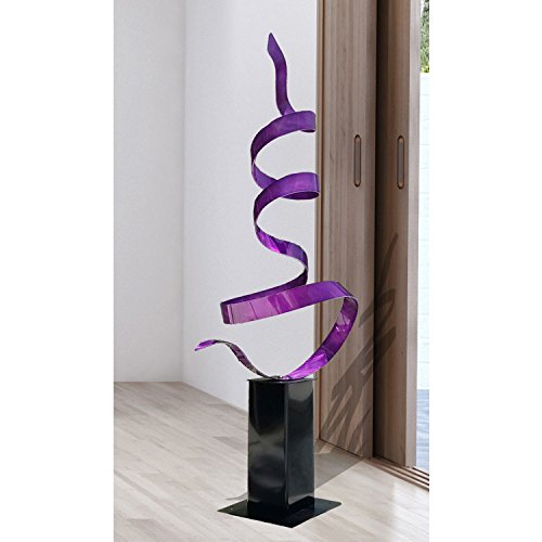 Statements2000 Modern Metal Sculpture Indoor Outdoor Decor By Jon Allen, Purple Twist With Black Base #TOP5