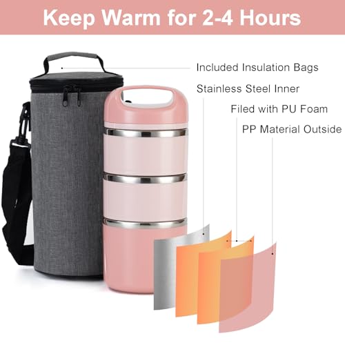 Lille Home 3-Layer Stainless Steel Lunch Box 1.43L- Leakproof, BPA-Free Insulated Bento Box for On-The-Go Meal Prep, Stackable Food Container for Women & Men by Lille Home - Image 4