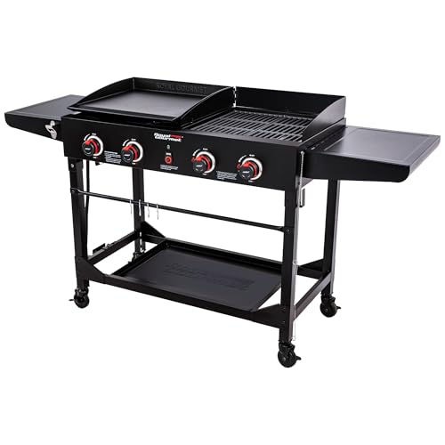 Comparison: Best Griddle Grill Combo 10 Royal Gourmet GD402 4-Burner Propane Gas Grill and Griddle Combo with Foldable Legs, 48,000 BTUs, Portable Griddle Grill Combo for Outdoor Cooking While Camping or Tailgating, Black