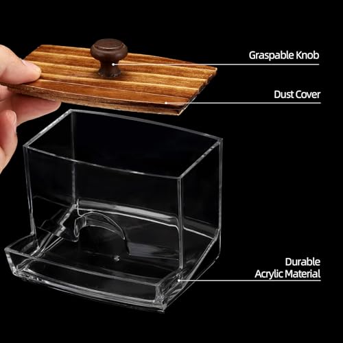 Image of Tbestmax 10oz Qtip Holder Dispenser Big Clear Bathroom Container for Cotton Ball, Cotton Swabs, Floss - Bathroom Organizer Accessories for Storage