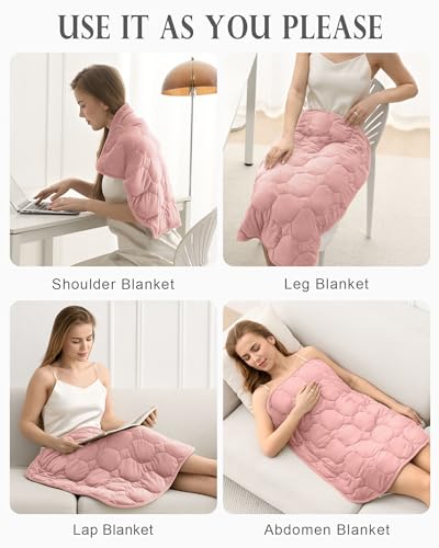 Image of Cottonblue Weighted Lap Blanket Pad 5 lbs 29 inch x 33 inch, Cozy Luxury Crystal Velvet Weighted Blanket for Adults Teens, Small Weighted Blanket Throw All Season for Travel Relaxation Sleeping, Dull Pink