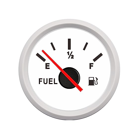 燃料水位センサー、 52 mm デジタル ボート マリン燃料レベル ゲージ 2"12V 24V 車 E-1/2-F 燃料タンクレベルゲージ 0-190ohm 240-33ohm ポインター(White 0-190ohm)