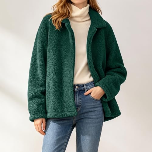 Womens Sherpa Jacket Oversized Lapel Sherpa Fleece Jacket Winter Coat - image 2