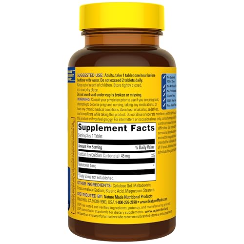 Nature Made Melatonin 5mg Extra Strength Sleep Supplement, 90 Tablets - image 8