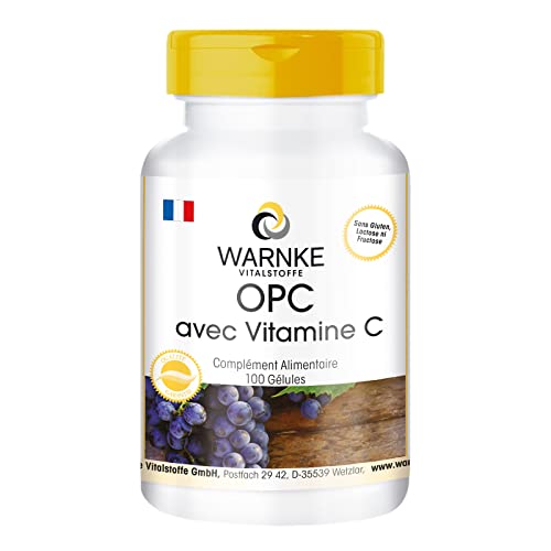 OPC 60 mg - 100 gélules - Végétarien - Avec vitamine C - 200 mg d'extrait de peau de raisin | Warnke Vitalstoffe - Qualité des pharmacies allemandes