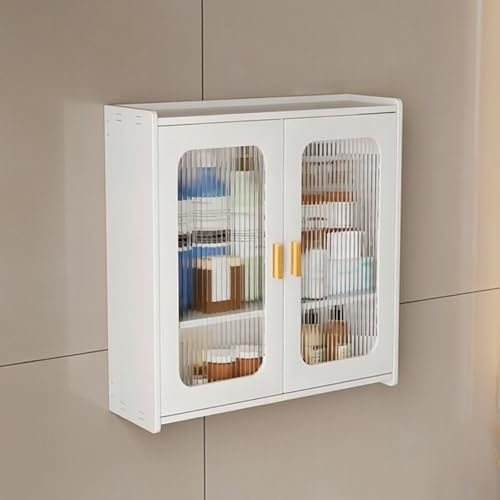 Mueble organizador de baño suspendido blanco con puertas arqueadas sol 2