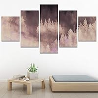 SIGNWIN 5 Panel Canvas Wall Art Modern Art Multicolor Nature Photography Relax/Calm Romantics Waterfall for Home Decorations Ready to Hang - 60