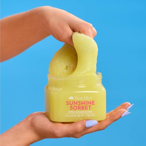 Image of Tree Hut Sunshine Sorbet Shea Sugar Scrub, Exfoliating, Hydrating & Moisturizing Body Scrub with Shea Butter & Nourishing Essential Oils, Smooth & Soften Skin, 18 oz