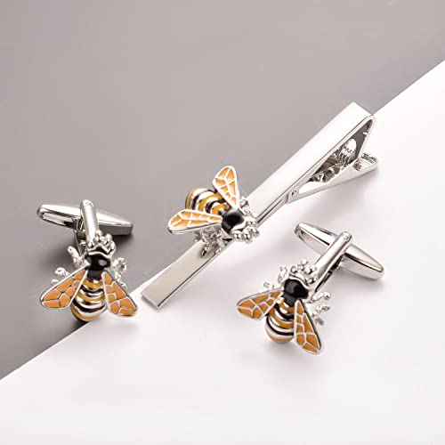 Personalized Insects Tie Clip Cufflinks Set for Men Gold Silver Bee Ladybug Frog Butterfly Tie Clip Cufflinks Groom Wedding Business Party Jewelry4