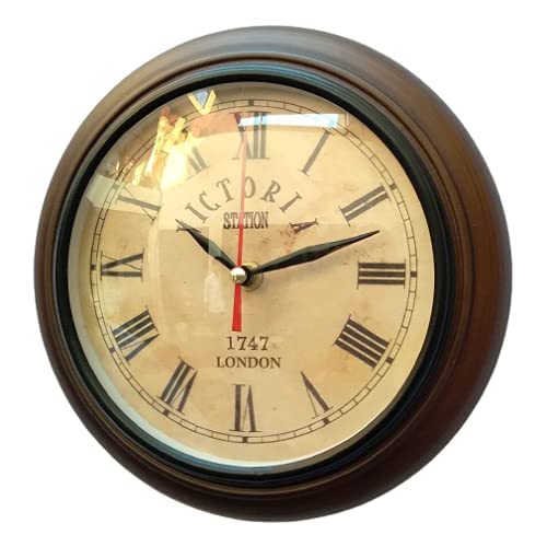 Image of Super Instruments Time Instrument Wooden Wall Clock Antique Look Style 12 inch