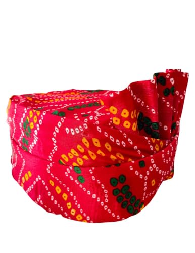 Image of BookMyCostume Traditional Rajasthani Safa & Barati Pagdi Collection - Pre-Stitched Ethnic Turbans, Bandhani /Leheriya Headwear For Weddings, Cultural Folk Dance & Festival Pagdi for Adults