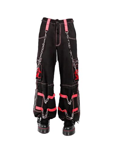 Gothic Bondage Bio-Hazard Red Zip Off Pants Alternative Punk Rock Cyber Chain Goth Trouser