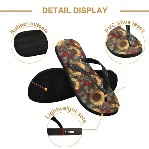 Flip Flop Sandals Sunflower America Print for Women Men Beach Outdoor XS3