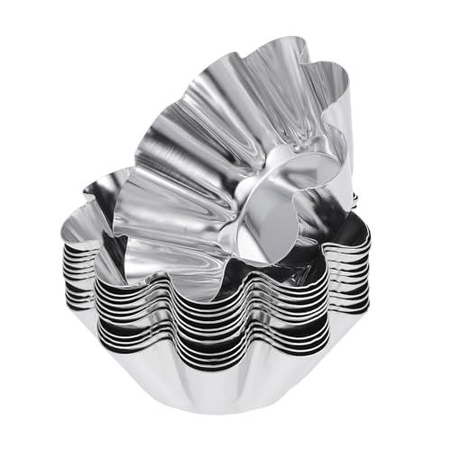 iplusmile 12個 ステンレス製入りマフィン エッグタルト型-耐久性ノンスティック素材 創意フルーテッドデザイン 多機能ベーキングトレイ 家や