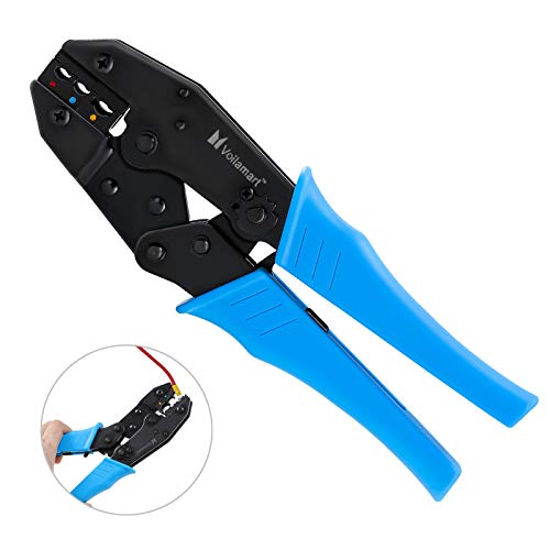 Voilamart - Alicates de crimpado profesional para terminales eléctricos (0,5-6,0 mm², 22  10 AWG, para conectores y terminales aislados)