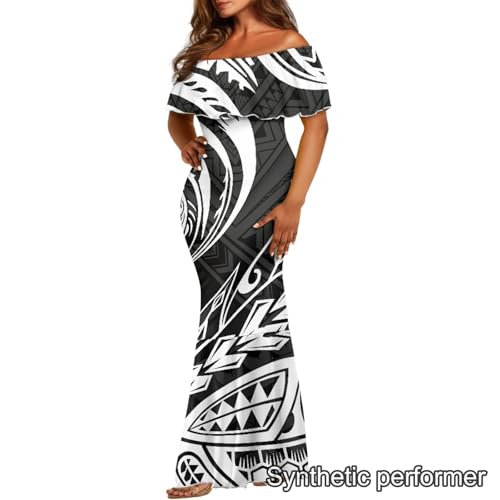 Image of Polynesian Dresses for Women Off Shoulder Maxi Dress Puletasi Samoan Dresses S-7XL